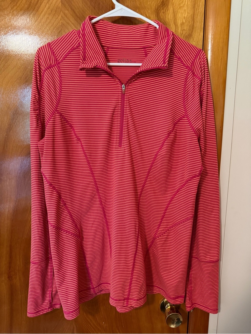 Zella Red and Yellow Striped Quarter-Zip Jacket